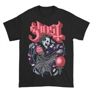 Men's Ghost Papa Cards Short Sleeve Graphic Black T-shirt Size Large